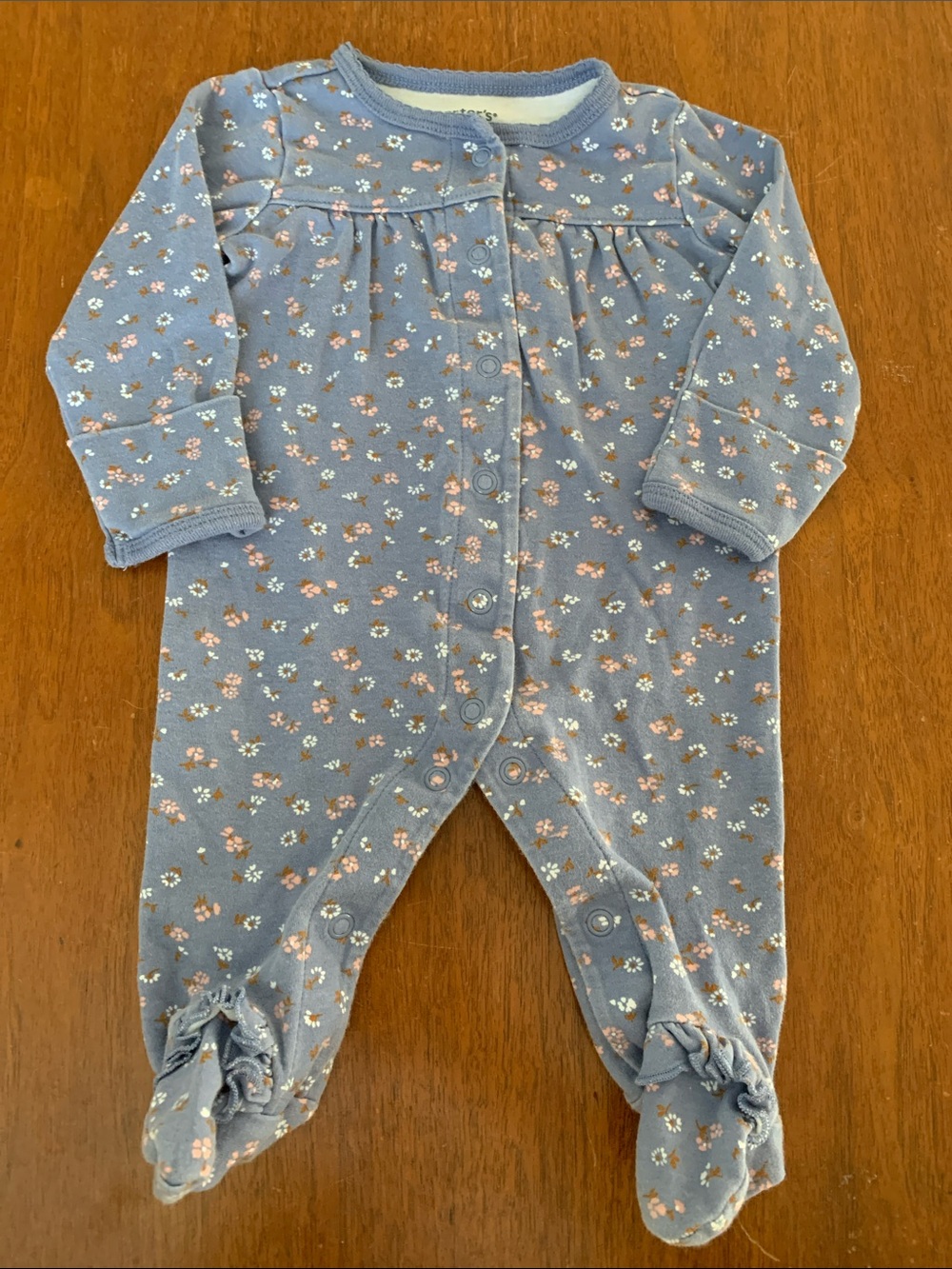 🍊5/$25 Carter's Dusty Blue Floral Footed One-Piece size 3m